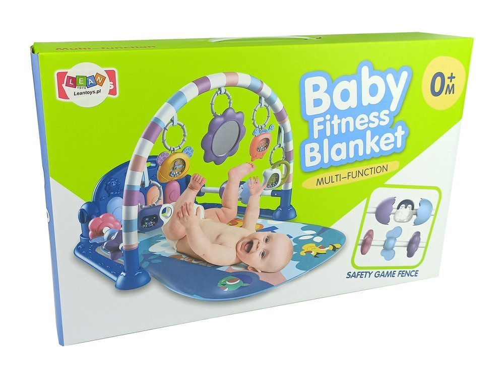 Otroška igralna podloga z ropotuljicami, grizalkami, ogledalom in klavirjem – roza1